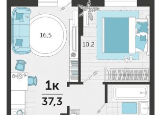 1-ком. квартира на продажу, 37.3 м2, Краснодар, улица Автолюбителей, 1Гк1, ЖК Стрижи