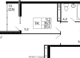 Продам однокомнатную квартиру, 37.4 м2, Ростовская область, проспект Маршала Жукова, 26к5