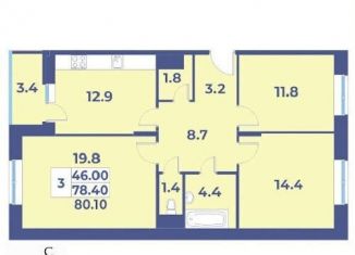 Продается трехкомнатная квартира, 80.1 м2, Москва, жилой комплекс Эдельвейс, к5А