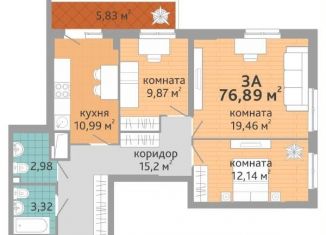 Продается 3-комнатная квартира, 76.9 м2, Екатеринбург, улица Краснолесья, 108/1, улица Краснолесья