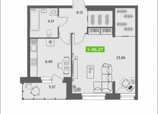 Продается 1-ком. квартира, 45.3 м2, Архангельск, Соломбальский округ