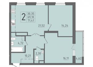 Продажа 2-комнатной квартиры, 71.4 м2, Мордовия