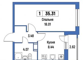 Продажа однокомнатной квартиры, 35.3 м2, Мурино, ЖК Урбанист