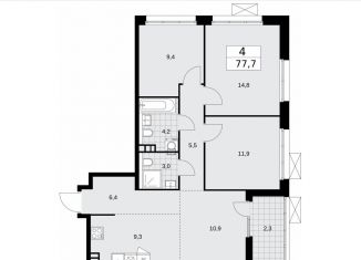 Продам 4-комнатную квартиру, 77.7 м2, поселение Десёновское
