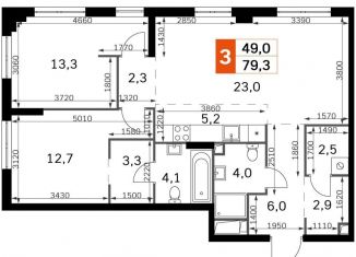 Продажа 3-комнатной квартиры, 79.3 м2, Москва