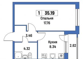 Продается 1-комнатная квартира, 35.2 м2, Мурино, ЖК Урбанист