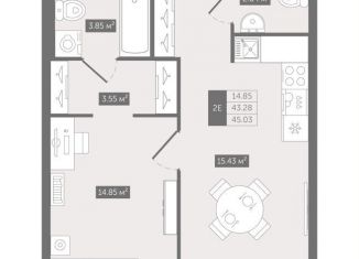 Продаю 1-ком. квартиру, 45 м2, Ленинградская область