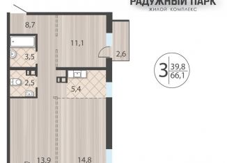 Продается 3-комнатная квартира, 66.1 м2, Иркутская область