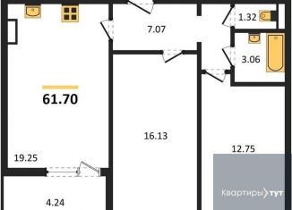 Продажа 2-ком. квартиры, 61.7 м2, Воронеж