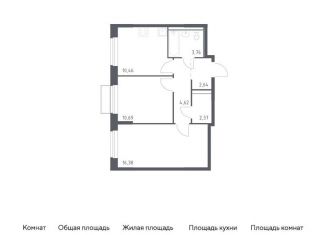 Продаю двухкомнатную квартиру, 50.9 м2, поселение Филимонковское, жилой комплекс Квартал Марьино, к2