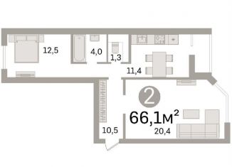 Продажа 2-комнатной квартиры, 66.1 м2, Долгопрудный, проспект Ракетостроителей, 7к1, ЖК В Долгопрудном