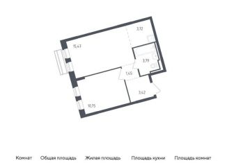 1-комнатная квартира на продажу, 38.6 м2, село Лайково, жилой комплекс Рублёвский Квартал, 59