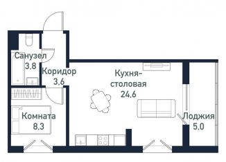Продажа 1-комнатной квартиры, 40.2 м2, посёлок Западный, улица имени капитана Ефимова, 4
