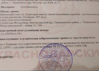 Участок на продажу, 5 сот., Тимашевск, 21-я линия