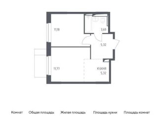 Продам двухкомнатную квартиру, 37.3 м2, село Остафьево, жилой комплекс Остафьево, к12.1