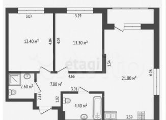 Продажа трехкомнатной квартиры, 61.5 м2, Ярославль, ЖК Волга Парк, улица Лескова, 38