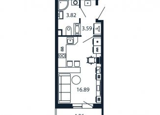 Квартира на продажу студия, 24.3 м2, Санкт-Петербург, Арцеуловская аллея, 9, метро Комендантский проспект