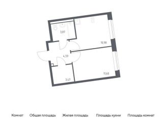 1-комнатная квартира на продажу, 34.5 м2, поселение Рязановское, жилой комплекс Подольские Кварталы, к1
