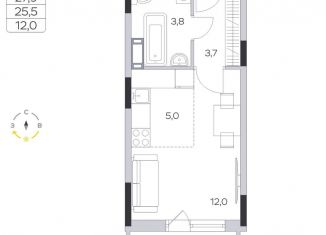 Продаю квартиру студию, 25.5 м2, деревня Пирогово, ЖК Пироговская Ривьера