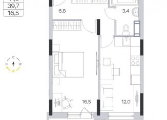 Продажа 1-комнатной квартиры, 39.7 м2, деревня Пирогово, улица Ильинского, 8к1, ЖК Пироговская Ривьера