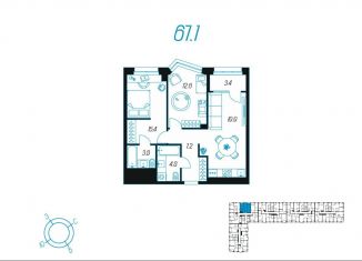 Продам 2-комнатную квартиру, 67.1 м2, Тула, улица Михеева, 9, Центральный территориальный округ