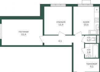 Продажа 2-ком. квартиры, 55.6 м2, Москва, ЖК Зелёная Вертикаль