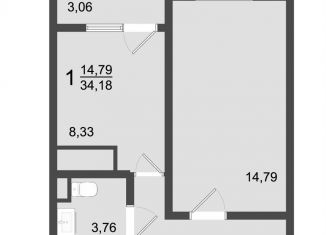 Продается 1-комнатная квартира, 34.2 м2, Хотьково