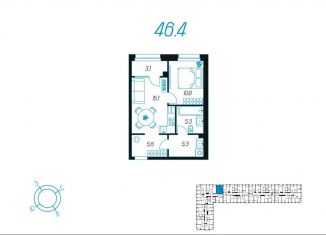 Продам однокомнатную квартиру, 46.4 м2, Тульская область, улица Михеева, 9
