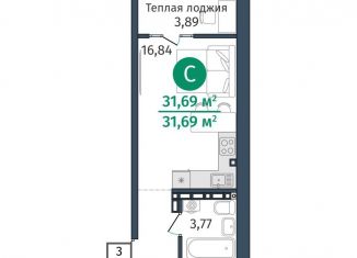 Продам 1-комнатную квартиру, 31.7 м2, Тюменская область