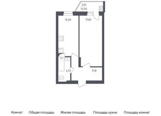 Однокомнатная квартира на продажу, 44.2 м2, Московская область, жилой комплекс Егорово Парк, к2