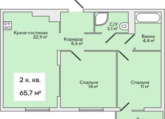 Продается двухкомнатная квартира, 67.3 м2, Зеленоградск, Римская улица, 5к5