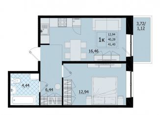 Продажа 1-комнатной квартиры, 41.4 м2, поселок Бугры