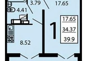 Продажа 1-комнатной квартиры, 39 м2, Воронеж, улица Маршала Одинцова, 25Бпоз28, ЖК Лазурный