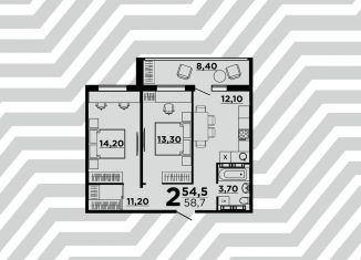 Продается 2-комнатная квартира, 58.7 м2, Волгоград, ЖК Квартал, проспект Маршала Жукова, 104