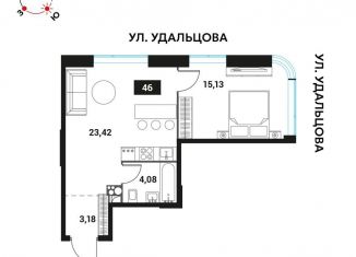 Двухкомнатная квартира на продажу, 46.1 м2, Москва, метро Проспект Вернадского, Мичуринский проспект, вл45
