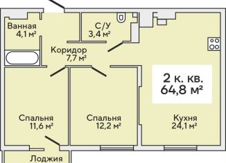 Продажа двухкомнатной квартиры, 66.4 м2, Зеленоградск, Римская улица, 5к4