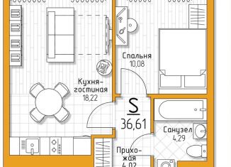 1-комнатная квартира на продажу, 36.6 м2, Тульская область