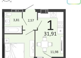 Продается однокомнатная квартира, 32 м2, Рязань