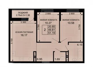 2-ком. квартира на продажу, 52 м2, Краснодар, Средняя улица, 30/3, микрорайон Сады Калинина