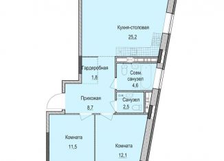 Продажа двухкомнатной квартиры, 66.4 м2, Казань