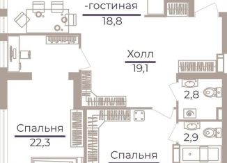 Продам 2-комнатную квартиру, 85.6 м2, Москва, Херсонская улица, 43к5, ЖК Оникс Делюкс