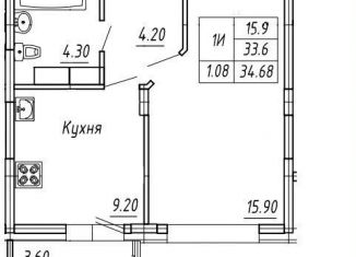 Продажа 1-комнатной квартиры, 34.7 м2, Новочебоксарск, Советская улица, поз1, ЖК Лазурный