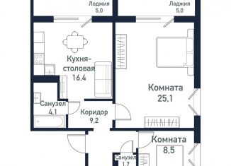 Продаю двухкомнатную квартиру, 65.2 м2, Челябинская область