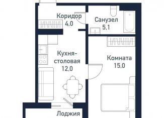 1-комнатная квартира на продажу, 36.2 м2, посёлок Западный