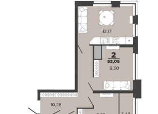 Продается 2-комнатная квартира, 52.1 м2, Рязань