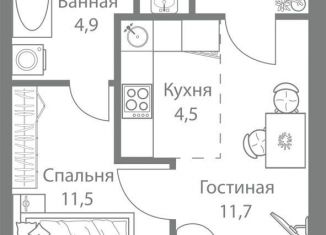 Продажа 2-комнатной квартиры, 39.1 м2, Москва