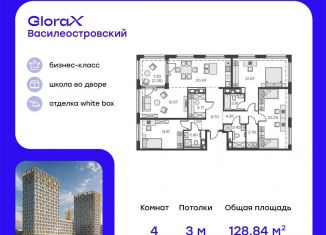 Продам 4-комнатную квартиру, 128.8 м2, Санкт-Петербург, муниципальный округ Морской