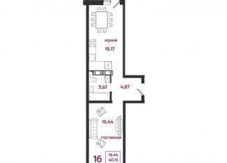 1-комнатная квартира на продажу, 45.3 м2, Пенза, Железнодорожный район, улица Баталина, 31