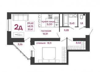 Продается двухкомнатная квартира, 51.4 м2, Пензенская область, улица Измайлова, 41В