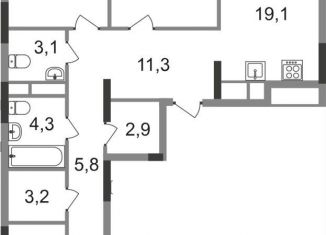 Продажа трехкомнатной квартиры, 90 м2, Москва, 17-й квартал, к1